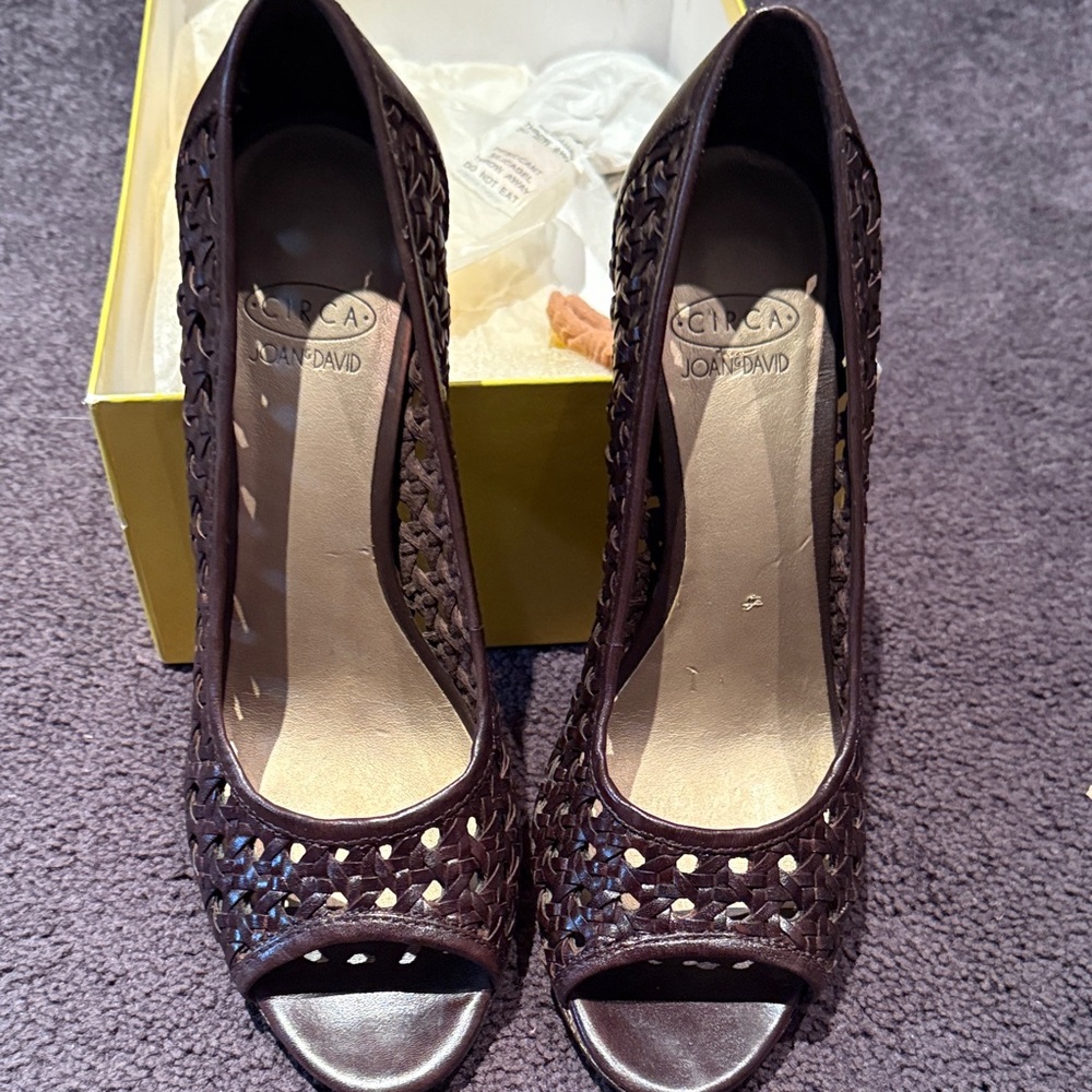 Circa Joan & David Brown Peep-Toe Heels